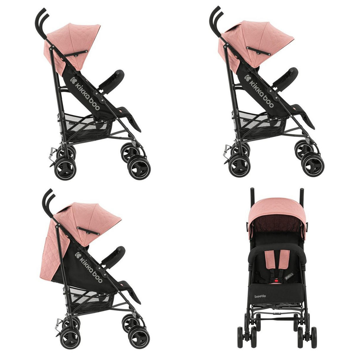 KINDERWAGEN Käfer pink Stahlrahmen, Korb, abnehmbare Vorderräder, Fußstütze - Rosa, Metall (78/48/104cm) - Kikka boo