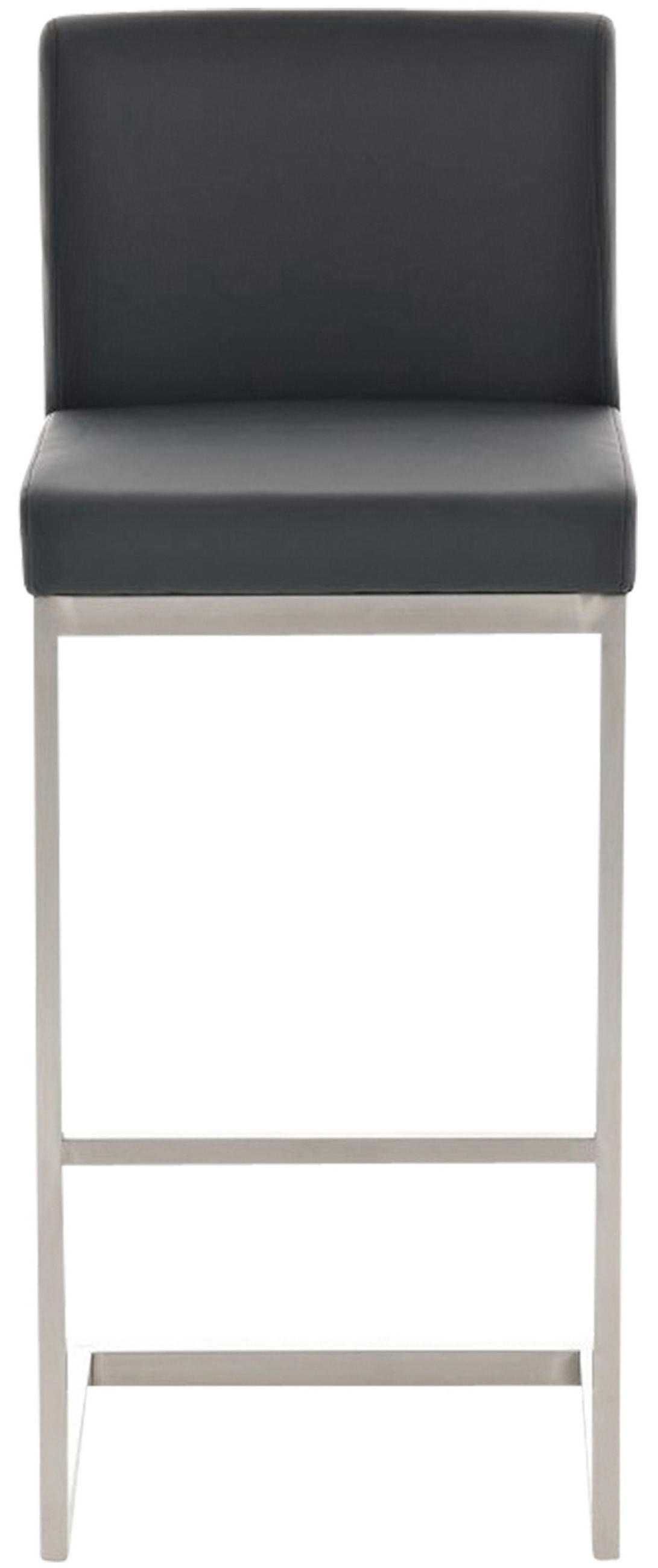 BARHOCKER 2er Set Paragon Kunstleder schwarz - Edelstahlfarben/Schwarz, Kunststoff/Metall (42/104/48cm) - TPFLiving
