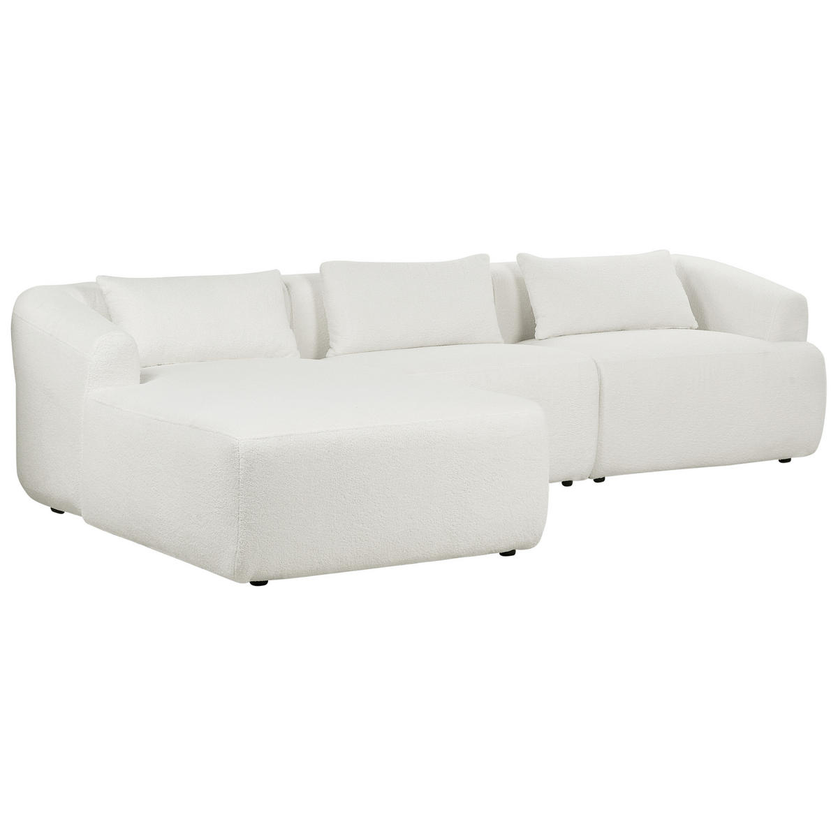 3-SITZER-ECKSOFA aus Bouclé weiß linksseitig Svansele - Weiß, Textil (278/174cm) - Beliani