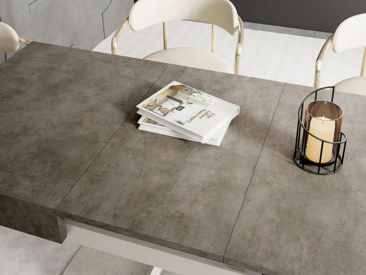 COUCHTISCH Cavetta U höhenverstellbar ausziehbar, Dunkelgrauer Chicago Beton 120-200/80/27-76 cm - Kaschmir/Dunkelgrau, Holzwerkstoff/Metall (80/120/76cm) - WFL GROUP