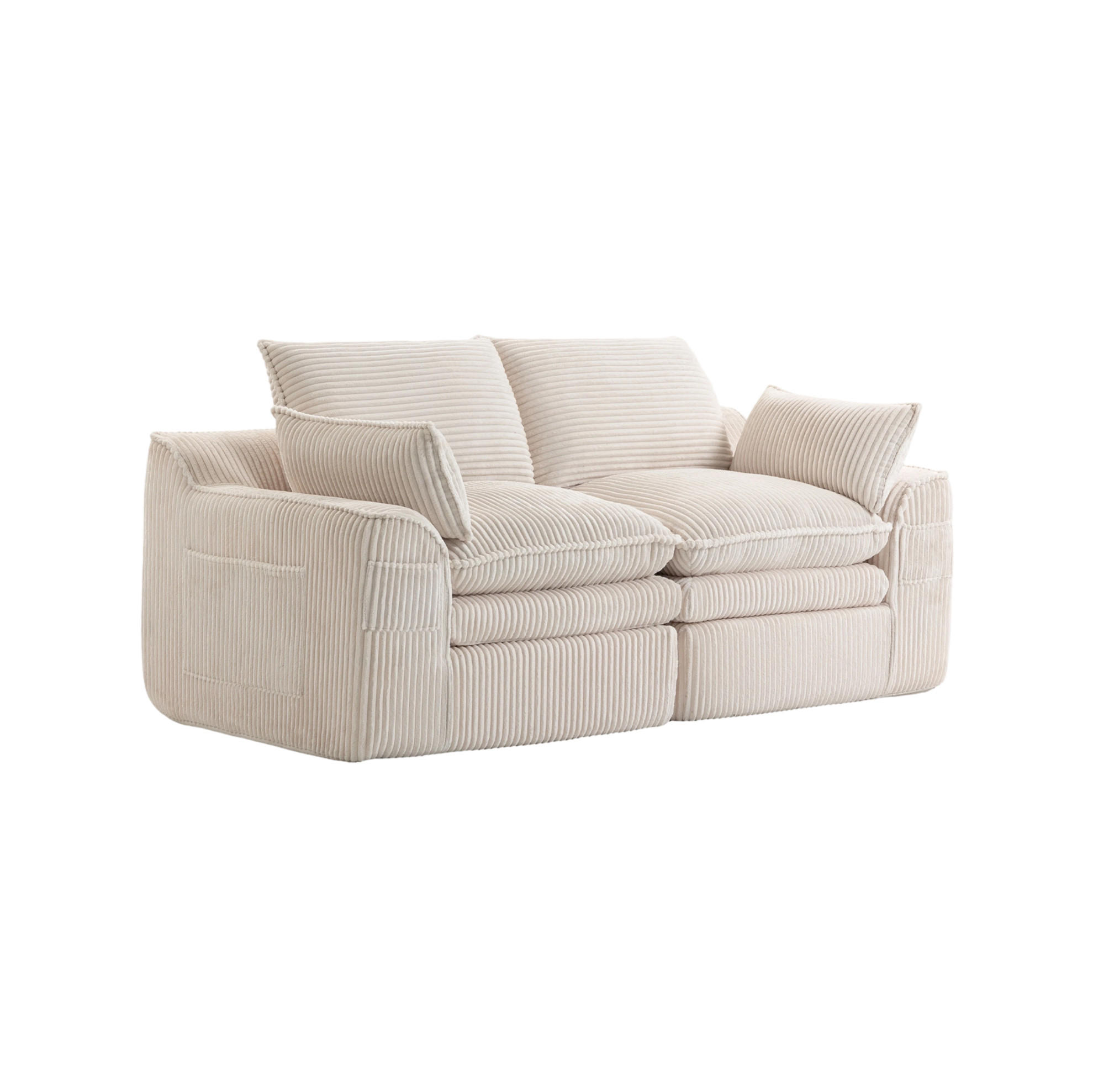 SOFA 2-Sitzer 191 x 94 cm Cord Beige mit Seitentaschen - Beige, Kunststoff (94/85/191cm) - Meubliv