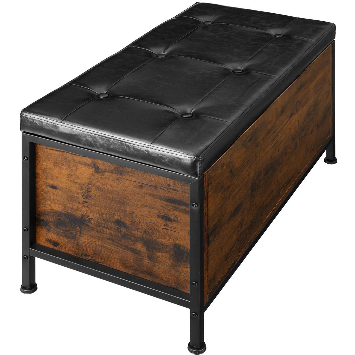 SITZTRUHE Calico,Kunstlederbezug,Industrial Holz dunkel, rustikal - Rostfarben, Holzwerkstoff (41.5/50.5/81.5cm) - tectake