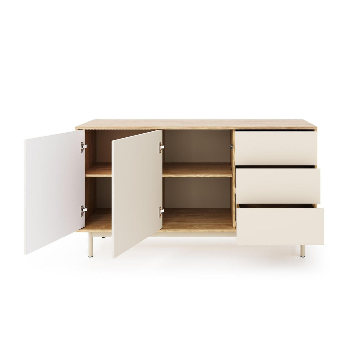 KOMMODE Latilo Kaschmir, zweitürige Kombikommode mit LED - Kaschmir/Braun, Holzwerkstoff (140/77/40cm) - Bettso