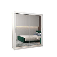 SCHWEBETÜRENSCHRANK 200/180/62 2-türig - Silberfarben/Weiß, Holz/Kunststoff (180/200/62cm) - MÖBEL KRYSPOL