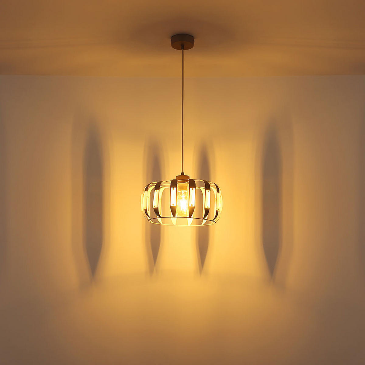 LED PENDELLEUCHTE ARLEN Metall weiß matt, 1x E27, höhenverstellbar - Weiß, Glas (35/35/120cm) - Globo Lighting
