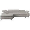 ECKSOFA PETER L Hellgrau Cord - Links Seite - Hellgrau/Schwarz, Textil/Metall (208/273cm) - MKS