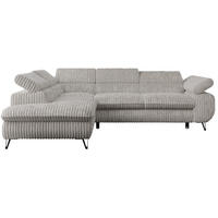 ECKSOFA PETER L Hellgrau Cord - Links Seite - Hellgrau/Schwarz, Textil/Metall (208/273cm) - MKS