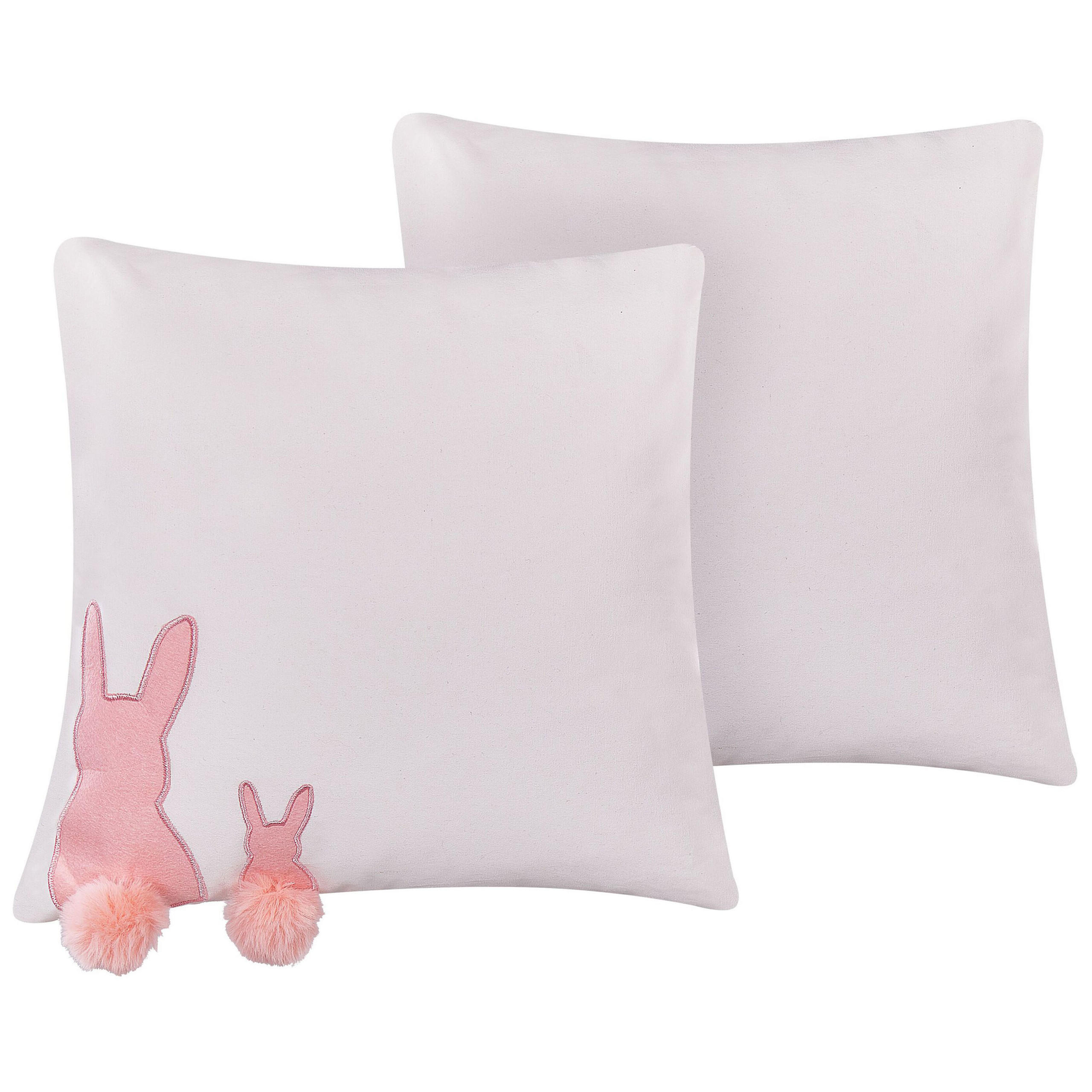 DEKOKISSEN 2er-Set Weiß 45/45 cm Phlox - Weiß, Naturmaterialen/Textil (45/45cm) - Beliani