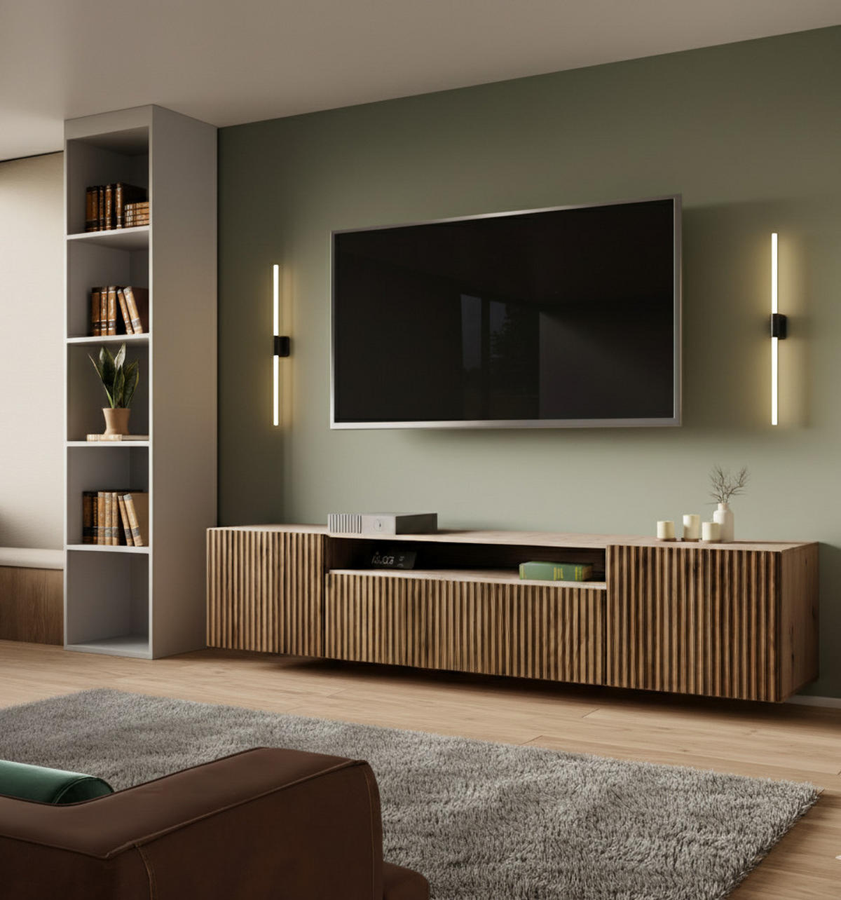 LOWBOARD Noa, Hängender TV-Schrank mit Push-to-Open System, eiche Artisan+eiche Catania - Eichefarben/Eiche Artisan, Holzwerkstoff (200/41/40cm) - AN-Moebel 4u