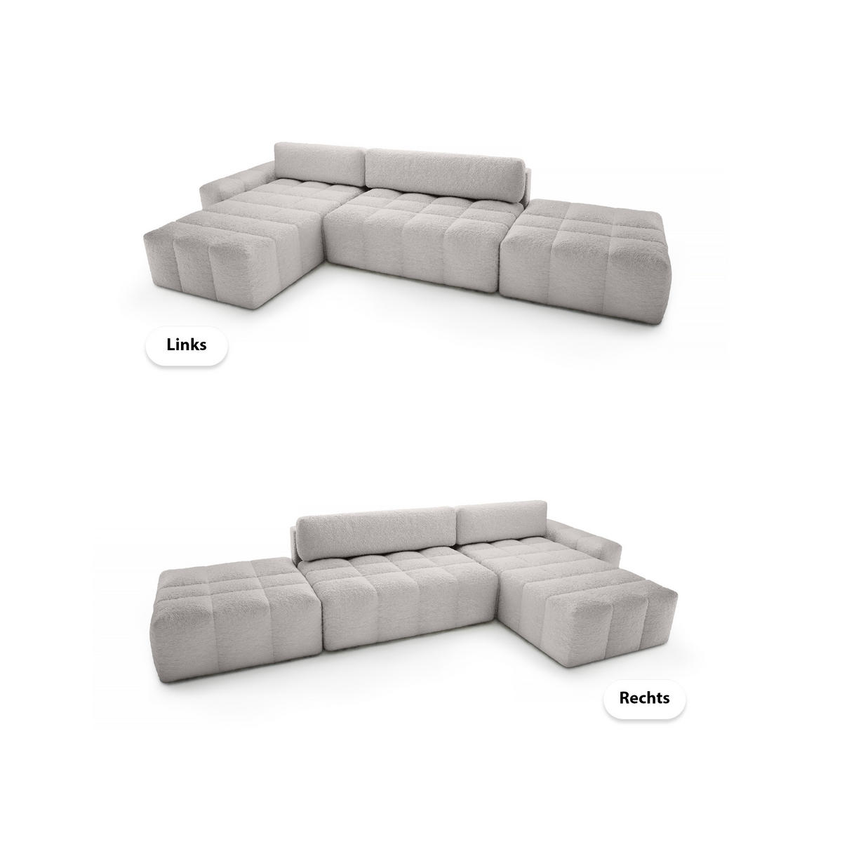 ECKSOFA mit Schlaffunktion Liptitz La, Hellgrau - Hellgrau, Textil (100/363cm) - Fedve