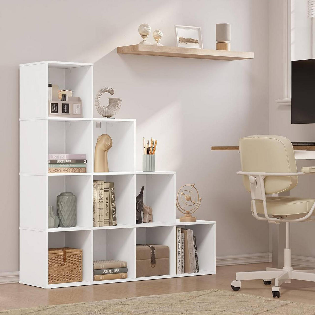 REGALE Bücherregal mit 10 Fächern, Würfelregal, Weiß - Weiß, Holzwerkstoff (120/120/30cm) - Woltu