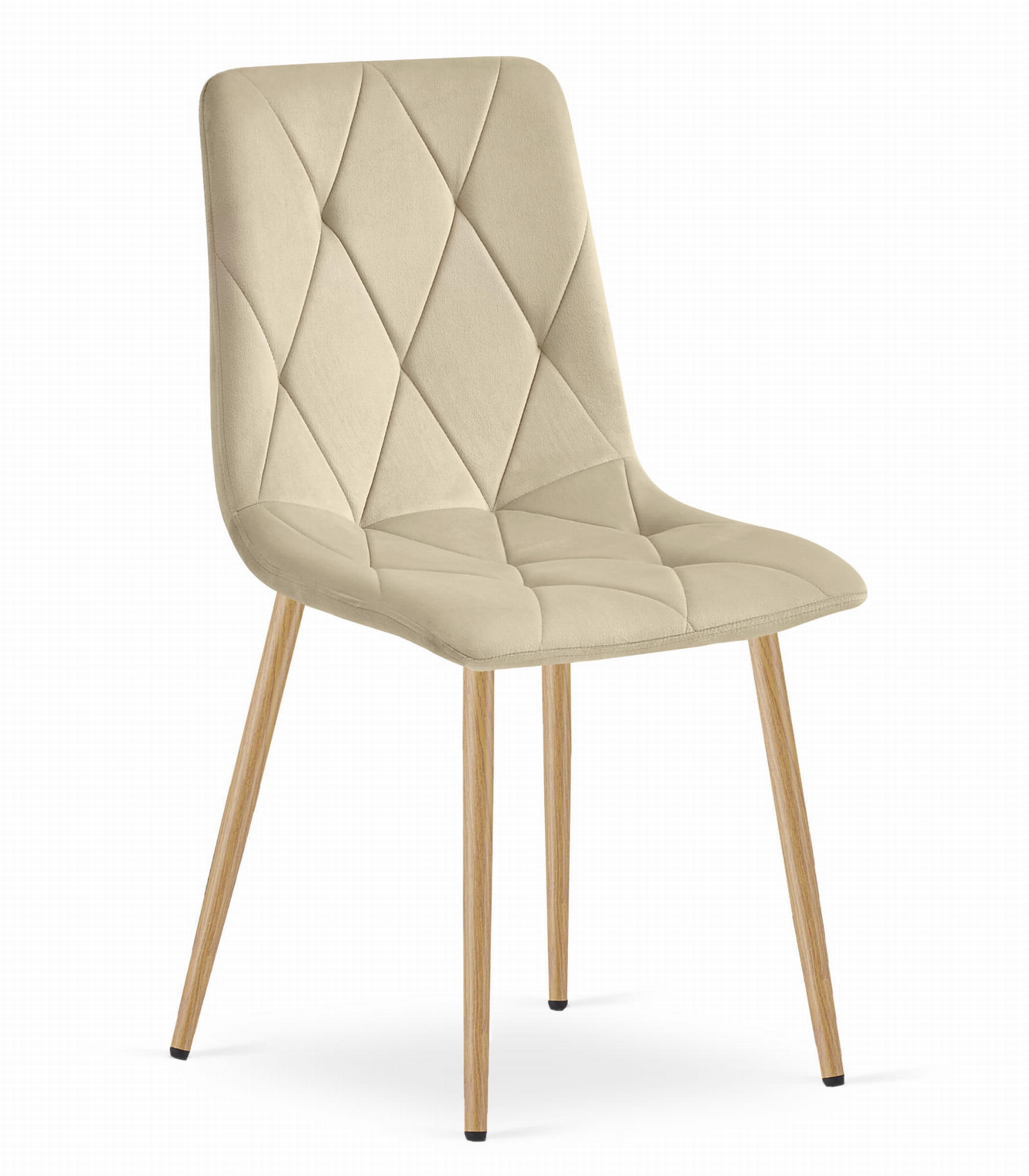STUHL BOSA 6-er Set, Beige, Metallbeine in Holzfarbe - Beige, Textil/Metall (44/89/40cm) - Komodee