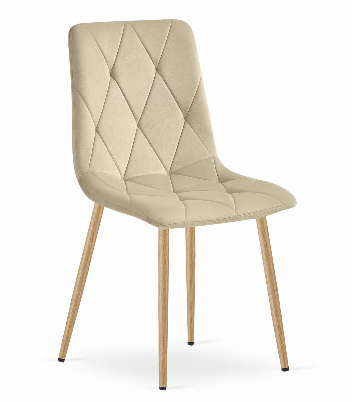 STUHL BOSA 6-er Set, Beige, Metallbeine in Holzfarbe - Beige, Textil/Metall (44/89/40cm) - Komodee
