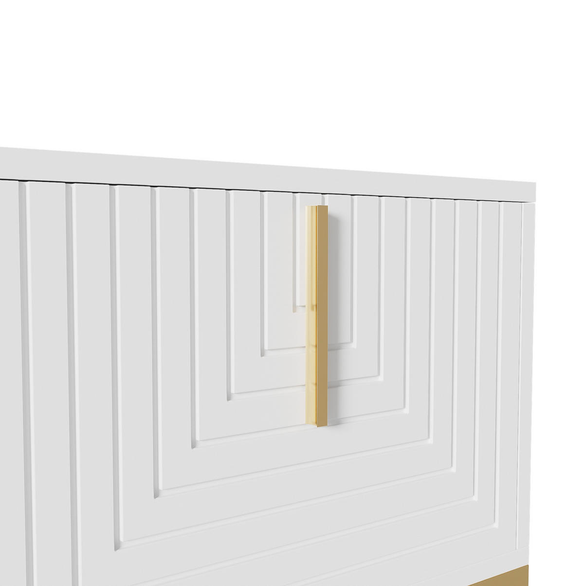 LOWBOARD 170/40/45.5 cm Weiß aus Spanplatte mit 4 Türen und goldfarbenen Beinen - Weiß, Holzwerkstoff (40/45.5/170cm) - OKMYHOME
