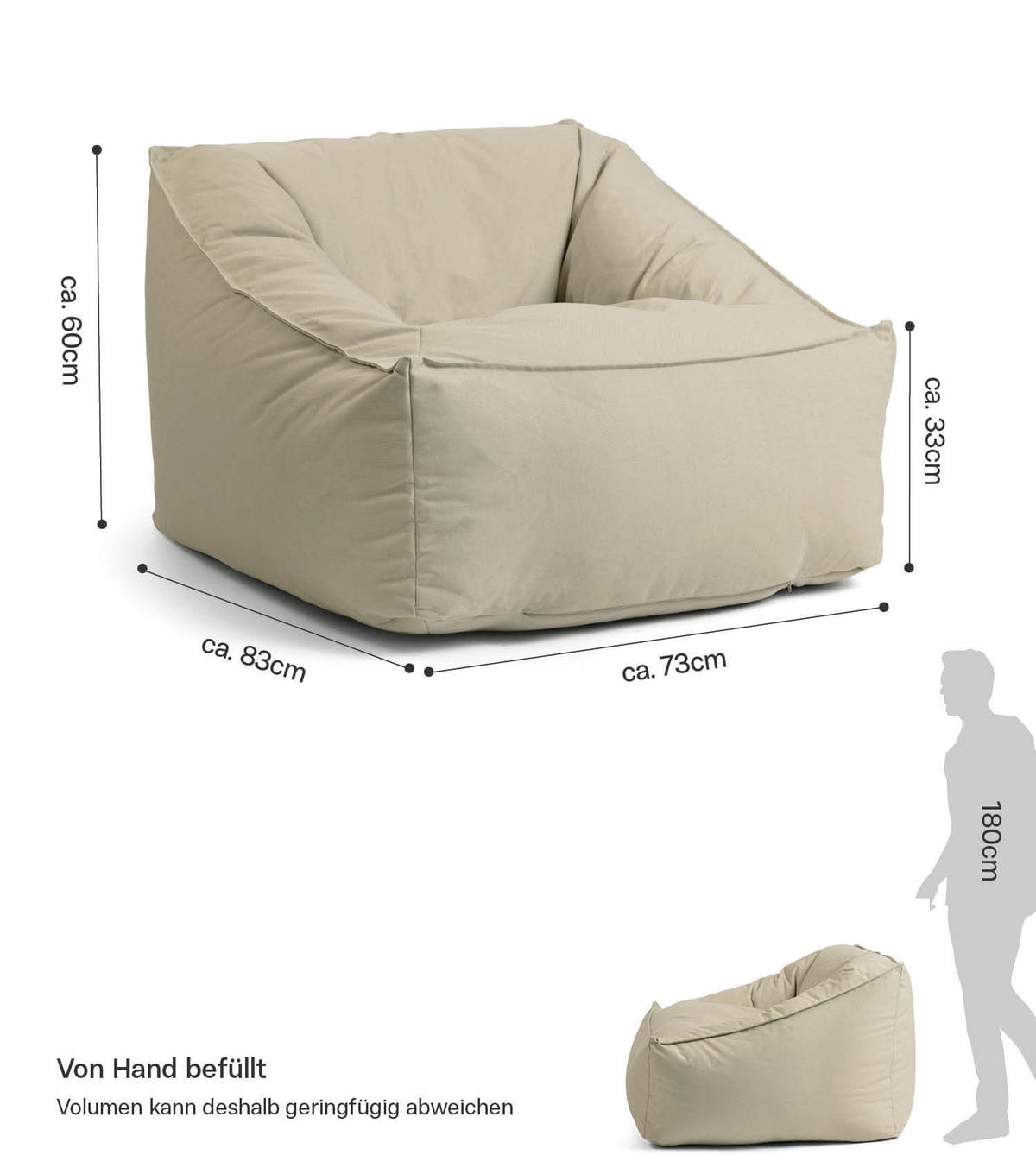 SITZSACK Der Sunnyboy - Beige, Textil (80/60/83cm) - Mokebo