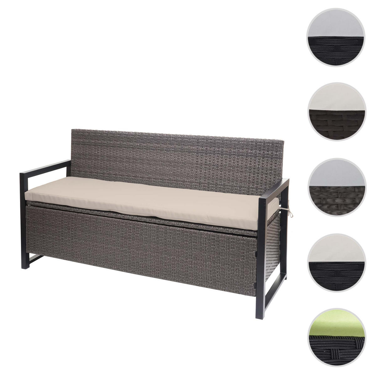 POLY-RATTAN 3ER SITZBANK Grau, Beige - Beige/Grau, Kunststoff (164/87/57cm) - MCW