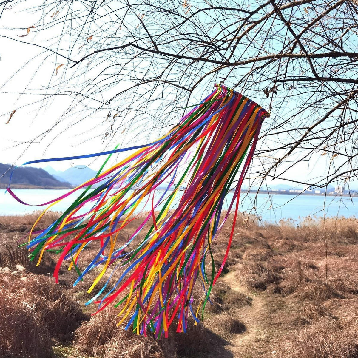 WINDSACK-STREAMER Satinband bunt 104 cm - Multicolor, Textil (15/15/104.9cm)