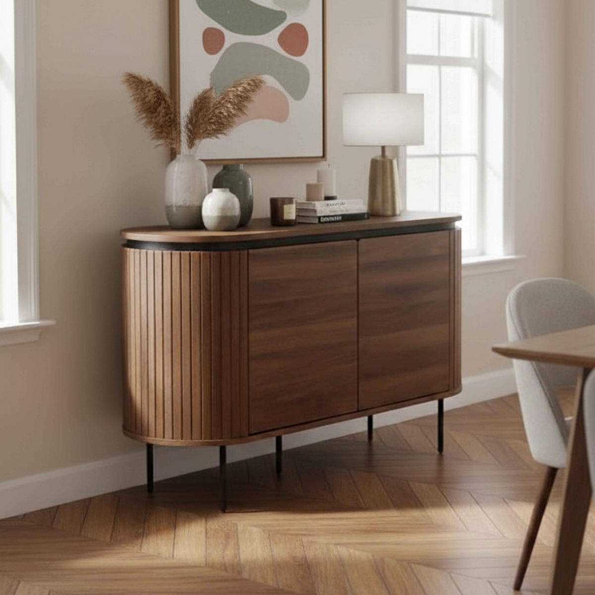 SIDEBOARD, dunkles Holzeffekt - Braun, Holz (120/76/40cm) - Oviala