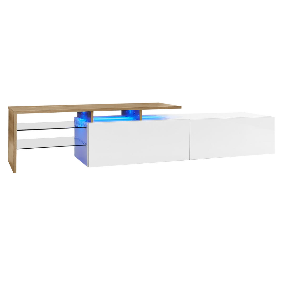 TV-ELEMENT mit LED 170 x 33 x 33,5 cm Weiß Holzoptik - Weiß, Holzwerkstoff (33/33.5/170cm) - Beauniv