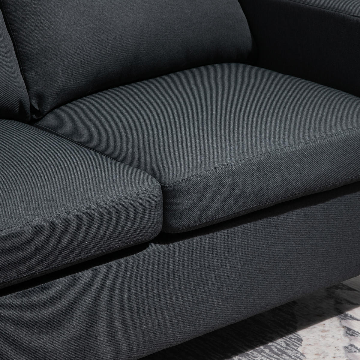 ECKSOFA L-Form Couchgarnitur mit wendbarer Chaiselongue Leinen - Dunkelgrau/Schwarz, Kunststoff/Textil (139/197cm) - HOMCOM