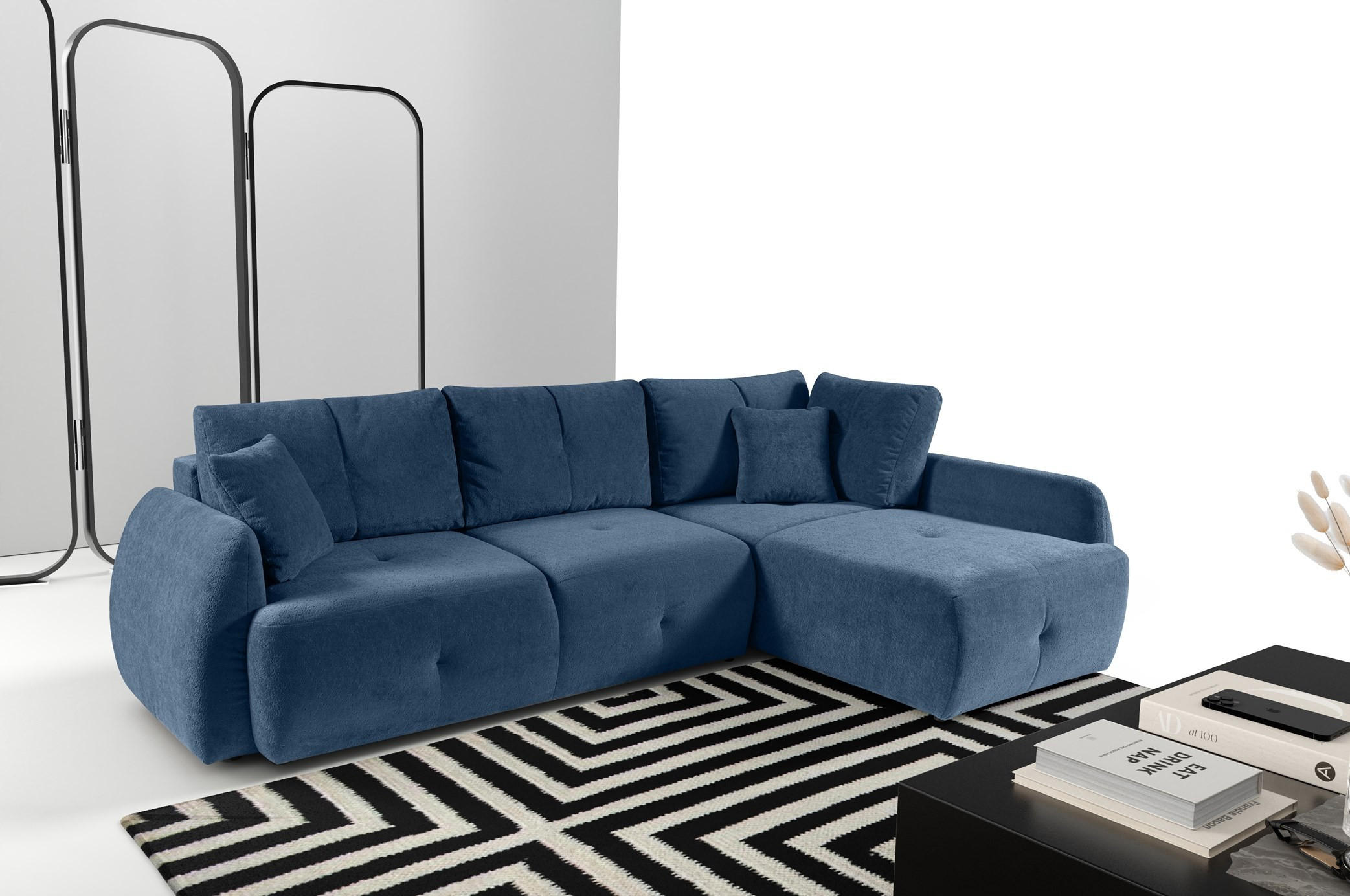 ECKSOFA Pataya Dunkelblau, mit Schlaffunktion - Dunkelblau, Textil (291/172cm) - Bettso