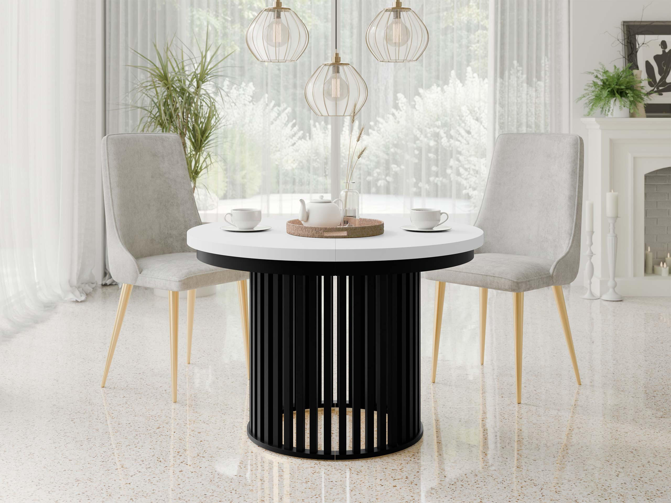 ESSTISCH ausziehbar Komo - Schwarz/Weiß, Holz/Holzwerkstoff (100/100/76cm) - MIRJAN24