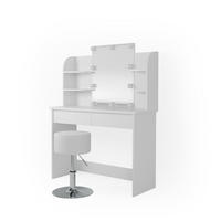 SCHMINKTISCH Charlotte Weiß 108 cm + LED und Hocker - Weiß, Holzwerkstoff (108/139/40cm) - Vicco