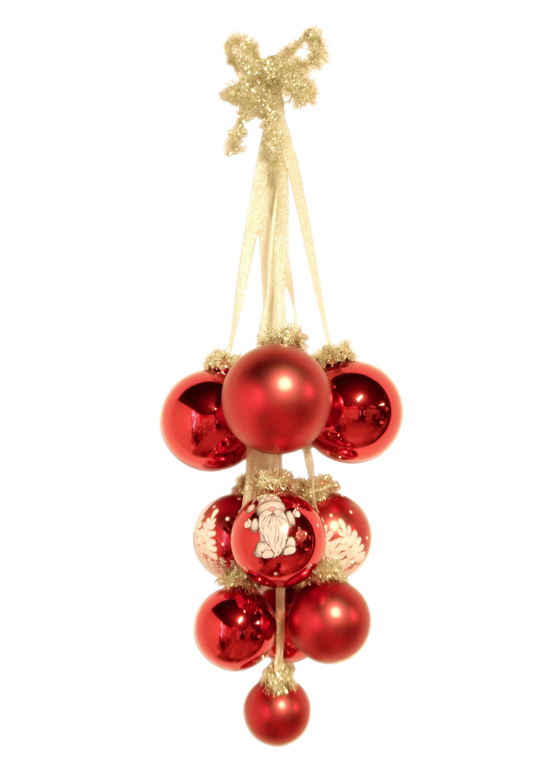 WEIHNACHTSDEKORATION Kugelgehänge Tanne und Gnome Rot 27cm (Glas / 1 Stk.) - Rot, Glas (16/27/16cm) - Krebs Glas Lauscha