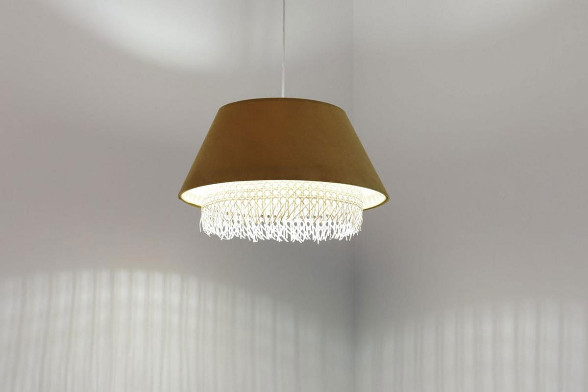 HÄNGELEUCHTE Gelb 40/25 cm - Gelb, Naturmaterialen (40/1.3/25cm) - ONZENO