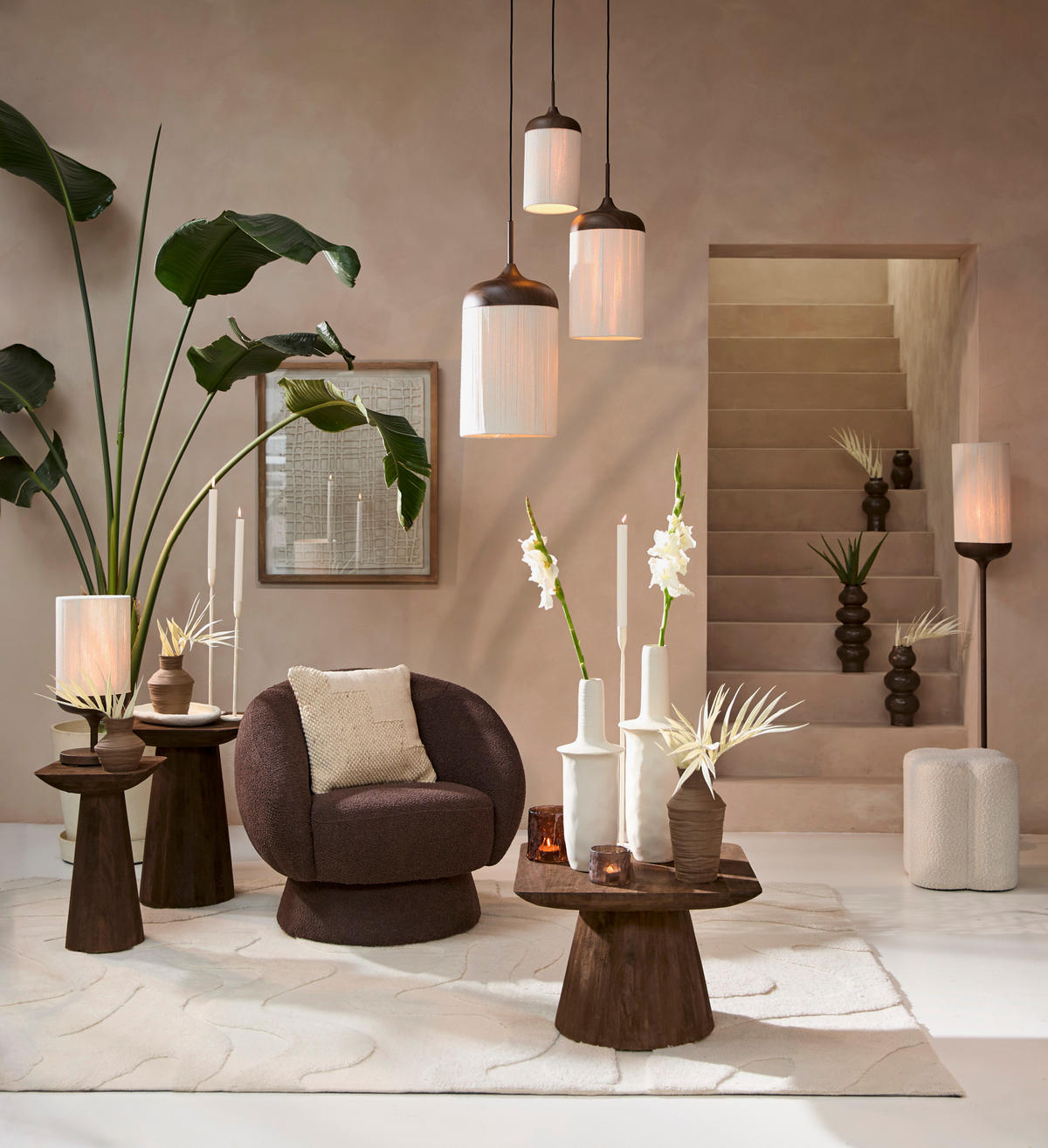 BEISTELLTISCH Dego Braun Ø33/53 cm - Dunkelbraun, Holz (33/33/53cm) - Light & Living