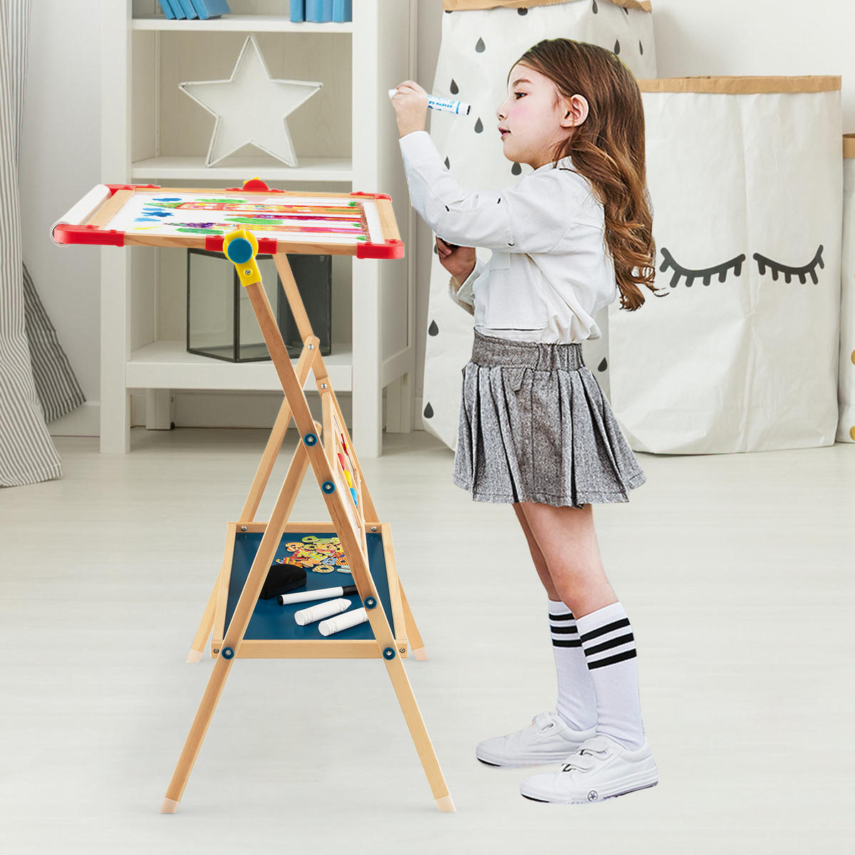 KINDERSTAFFELEI Mehrfarbig - Multicolor, Kunststoff (45/118/62cm) - COSTWAY