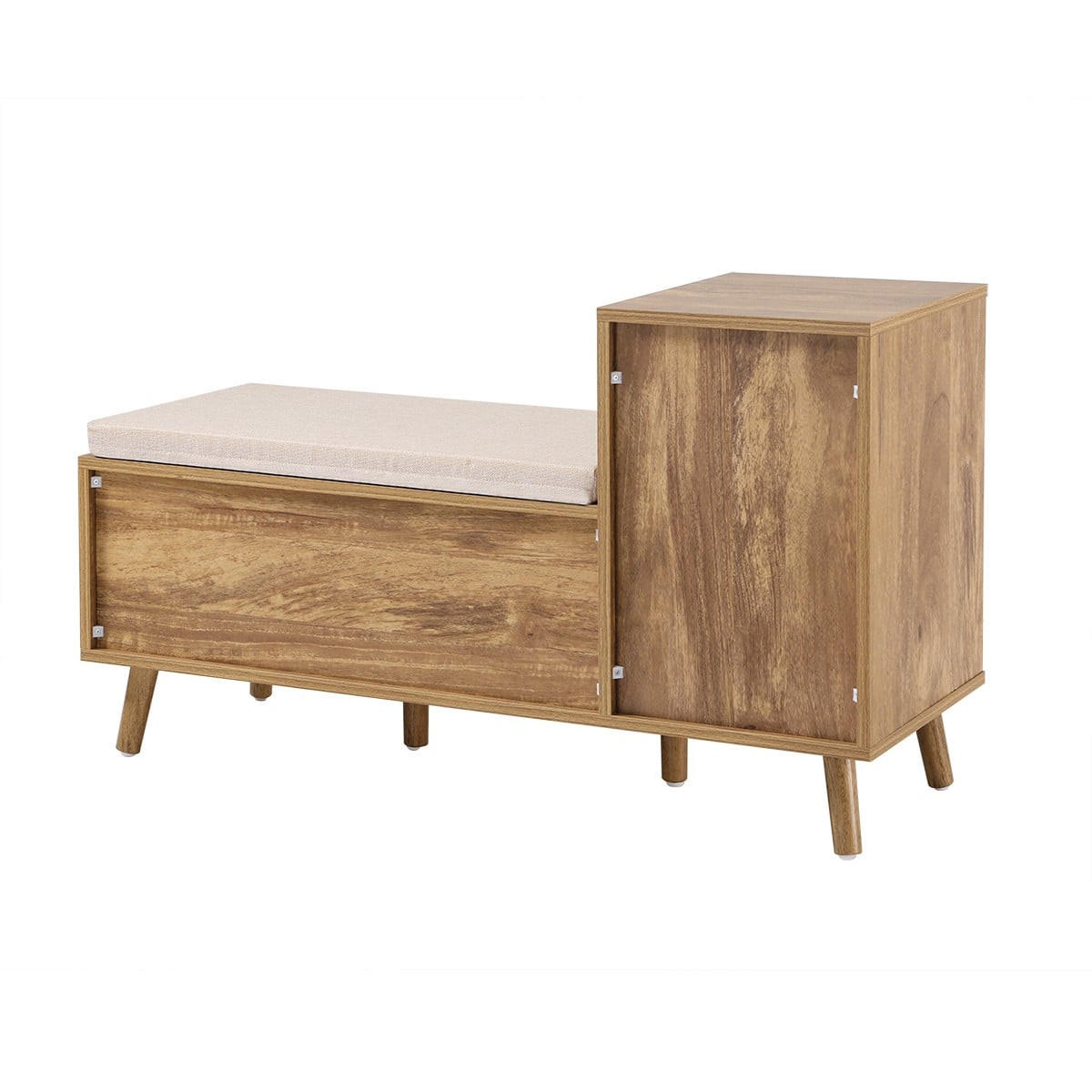 SCHUHBANK mit 2 Türen und lamellierten fronten L101/39/59 cm - Eschefarben, Holzwerkstoff (39/59/45cm) - Calicosy