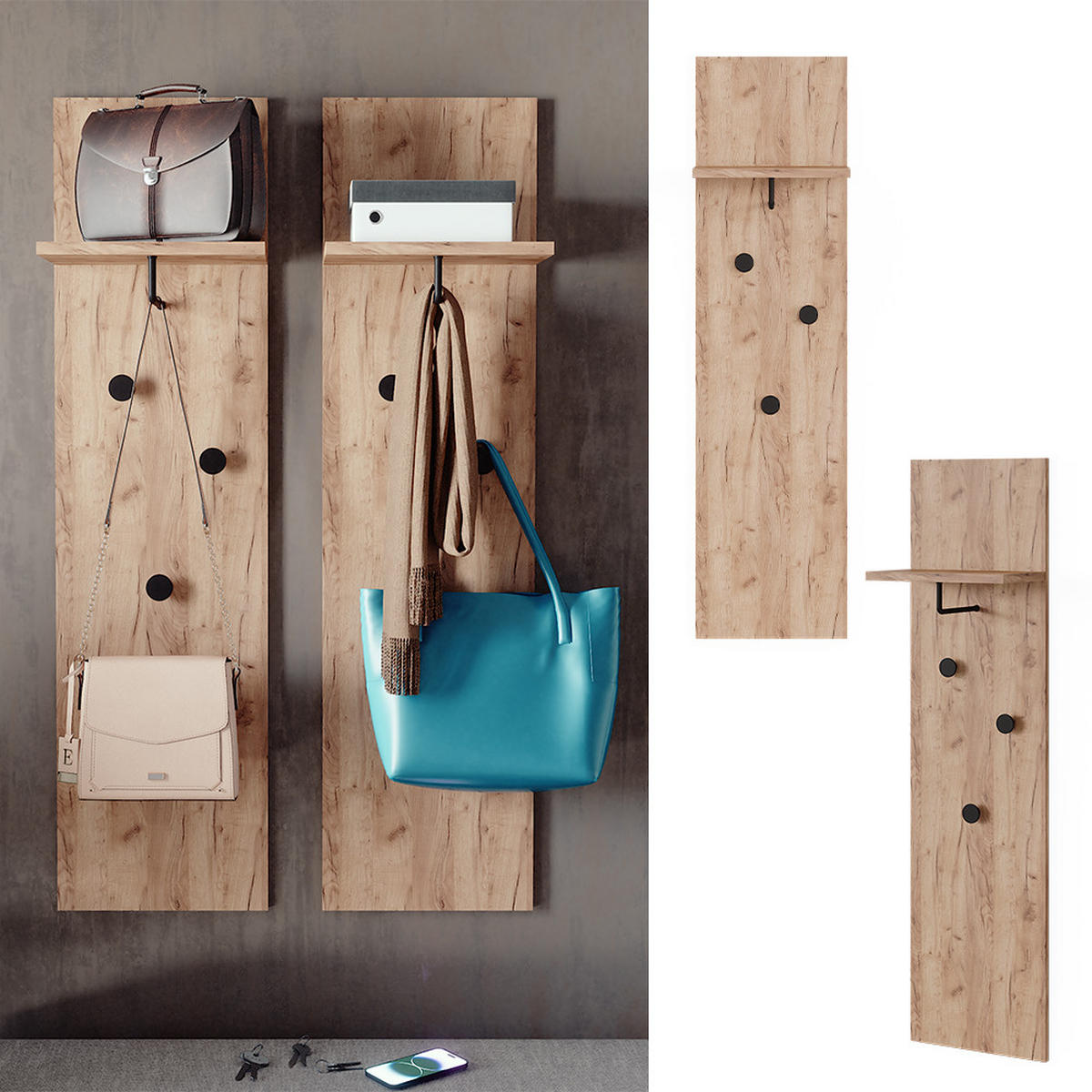 VĚŠÁK NA KABÁTY Siri Zlatý mocný dub - medově dubová, kompozitní dřevo (36/135/21.6cm) - Vicco