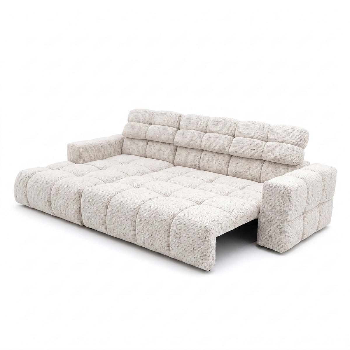 ECKSOFA TENDER Links mit Schlaffunktion und Verstellbare Kopfstützen, Chenille beige - Beige/Schwarz, Holz/Kunststoff (315/176cm) - Muffo