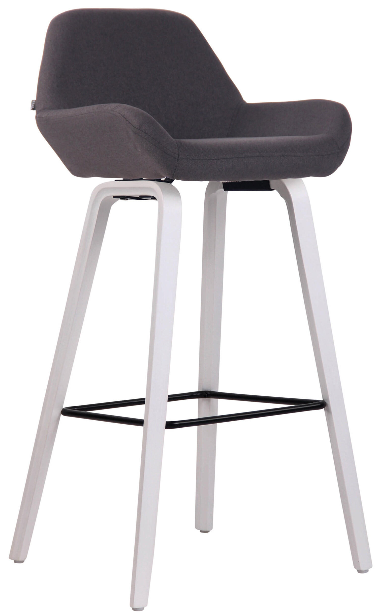 BARHOCKER Newnan, 4-Fuß Gestell weiß (Eiche), Stoff Schwarz - Schwarz/Weiß, Holz/Textil (52/100/51cm) - TPFLiving