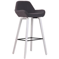 BARHOCKER Newnan, 4-Fuß Gestell weiß (Eiche), Stoff Schwarz - Schwarz/Weiß, Holz/Textil (52/100/51cm) - TPFLiving