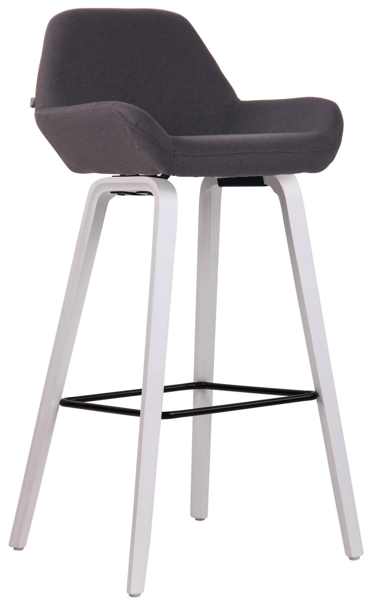 BARHOCKER Newnan, 4-Fuß Gestell weiß (Eiche), Stoff Schwarz - Schwarz/Weiß, Holz/Textil (52/100/51cm) - TPFLiving