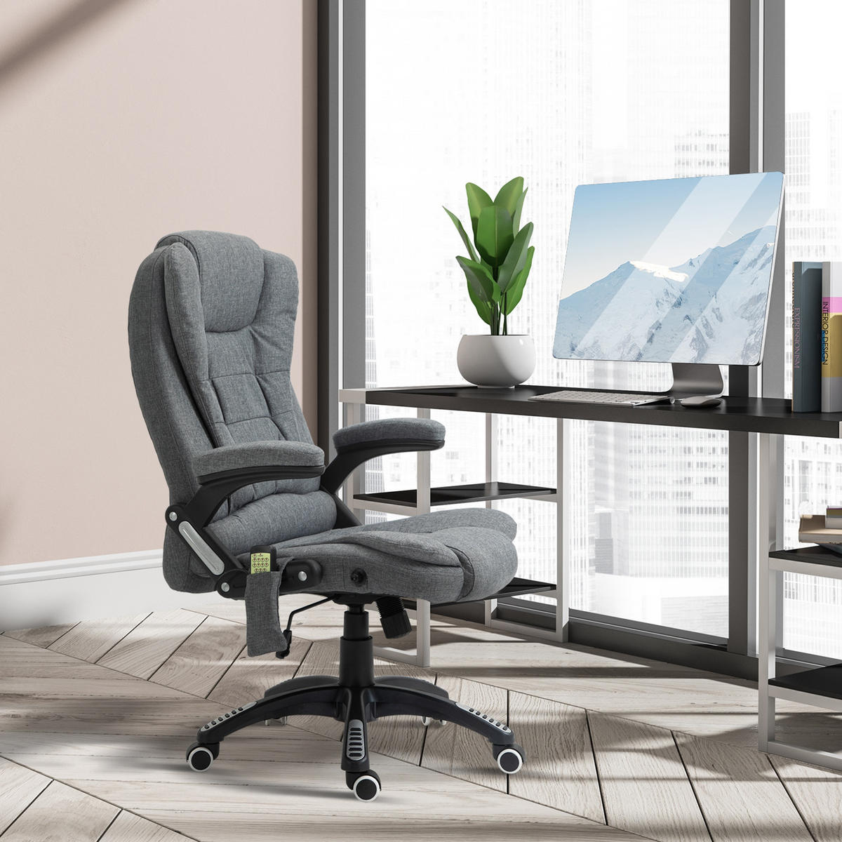 MASSAGESESSEL Chefsessel Gamingstuhl Drehstuhl Massagebürostuhl Grau - Schwarz/Grau, Kunststoff/Textil (74/116/67cm) - Vinsetto