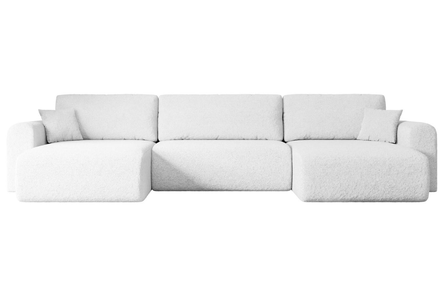 WOHNLANDSCHAFT mit Schlaffunktion und Bettkasten ORRO-U - 362x145x83 cm Weiß Bouclé - Schwarz/Weiß, Holzwerkstoff/Kunststoff (362/83/145cm) - ALTDECOR