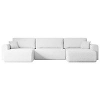 WOHNLANDSCHAFT mit Schlaffunktion und Bettkasten ORRO-U - 362x145x83 cm Weiß Bouclé - Schwarz/Weiß, Holzwerkstoff/Kunststoff (362/83/145cm) - ALTDECOR