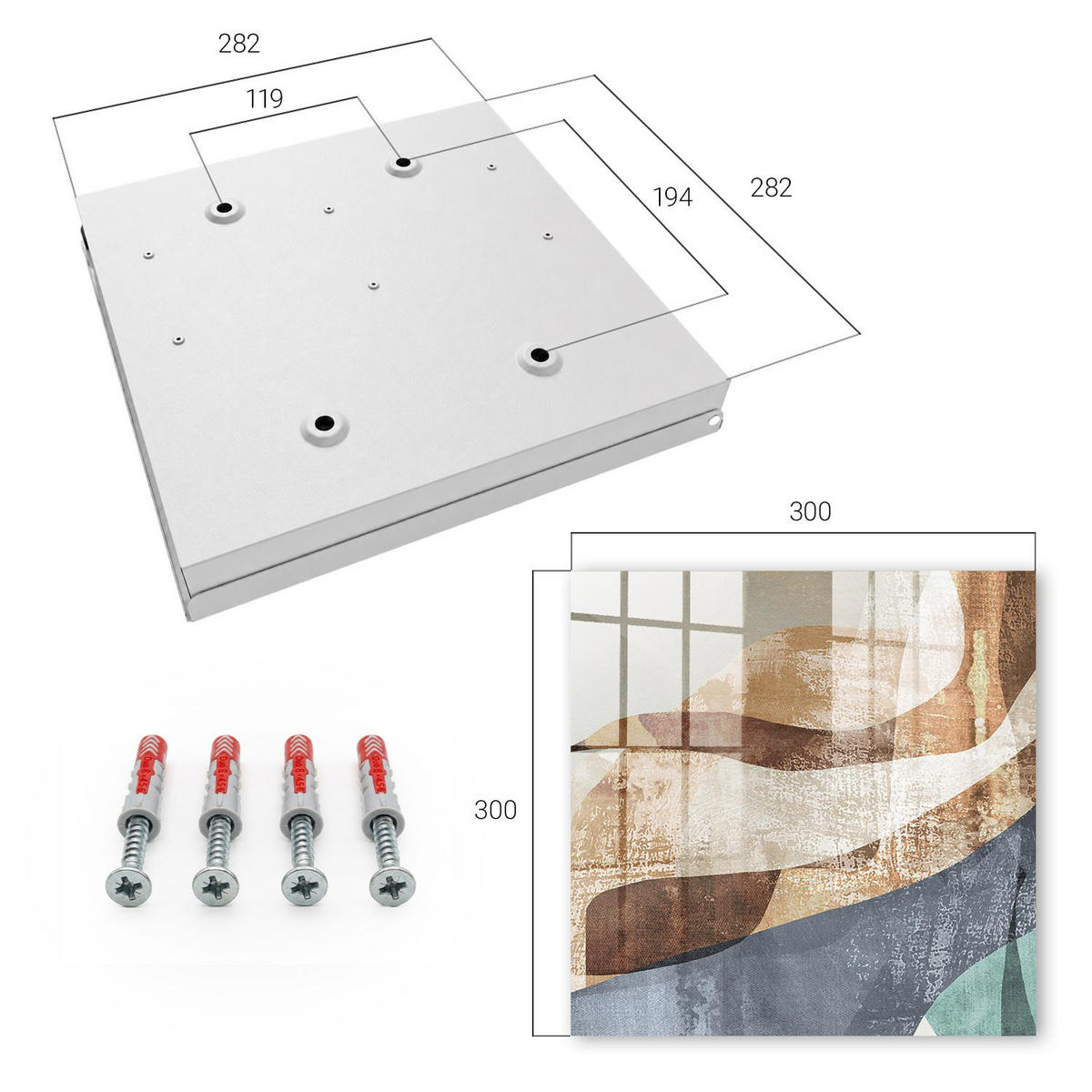 SCHLÜSSELBOX Weiß 30x30 cm – Türöffnung nach rechts - Organische Formen - Braun, Metall (30/30/5cm) - TULUP