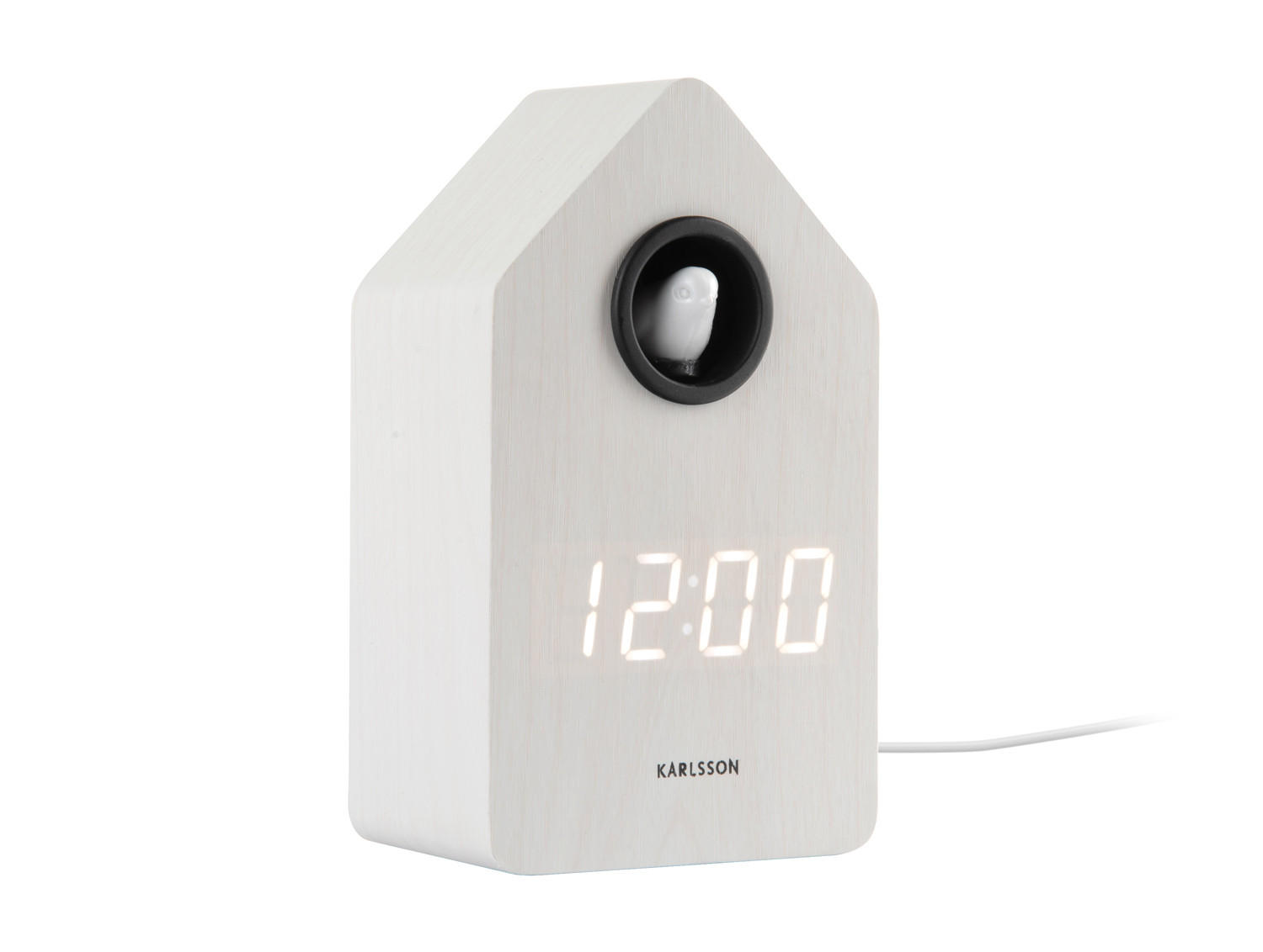 WECKER Cuckoo LED 9/6/15 cm - Weiß, Holz (6/15/9cm) - Karlsson
