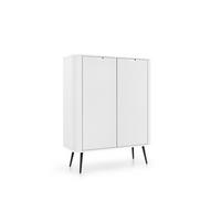 KOMMODE ZOVA - K-103, mit 6-Regalen, Metallfüße 103x39x129 cm WEISS - Schwarz/Weiß, Holzwerkstoff/Kunststoff (103/129/39cm) - DomoHome