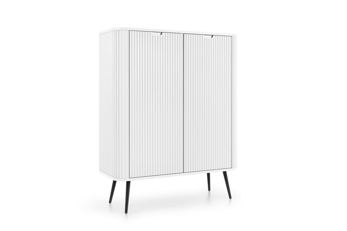 KOMMODE ZOVA - K-103, mit 6-Regalen, Metallfüße 103x39x129 cm WEISS - Schwarz/Weiß, Holzwerkstoff/Kunststoff (103/129/39cm) - DomoHome
