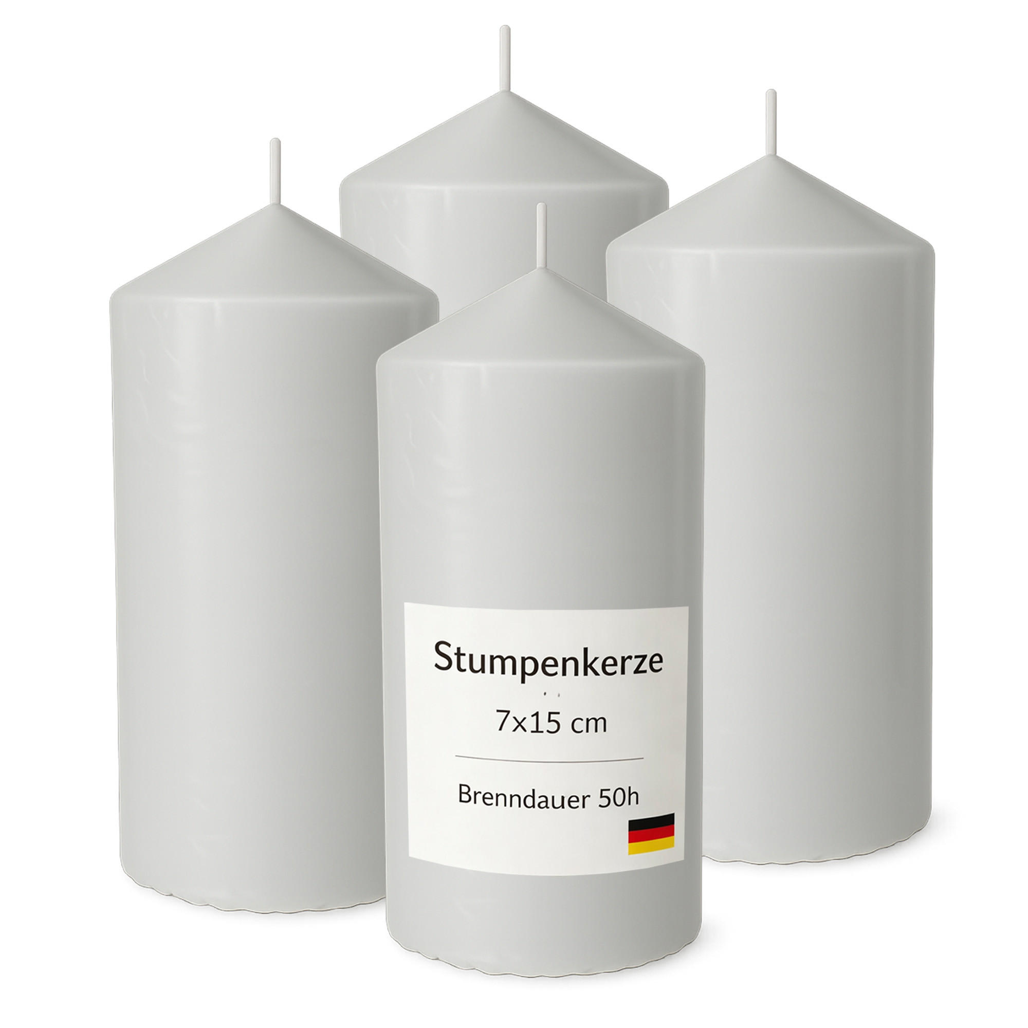 STUMPENKERZEN Ø7cm x 15cm Taupe (4er Pack) - Taupe, Naturmaterialien (15cm) - HS Candle