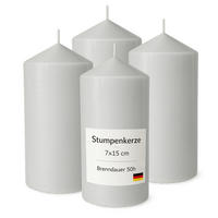 STUMPENKERZEN Ø7cm x 15cm Taupe (4er Pack) - Taupe, Naturmaterialien (15cm) - HS Candle