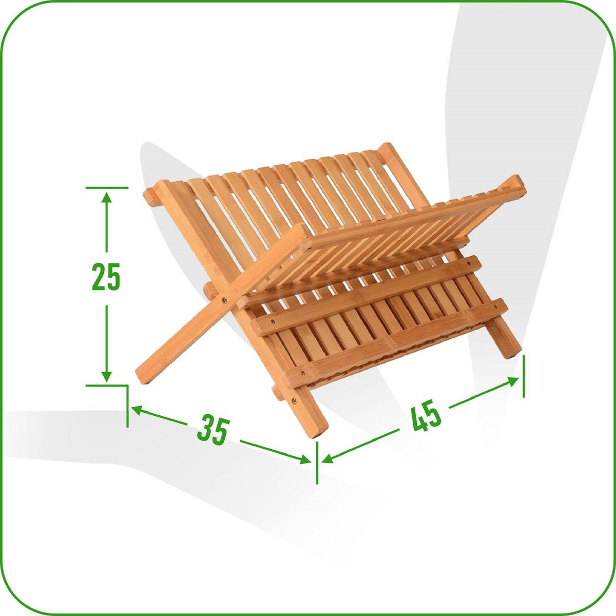 GESCHIRRTROCKNER Bambus Natur zweistufig klappbar 45×35×25 cm - Naturfarben, Holz (45/25/35cm) - Begryf