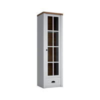 VITRINE Léandre Weiß und Holz - Weiß, Holzwerkstoff (50.2/198.1/43.3cm) - Petits-meubles