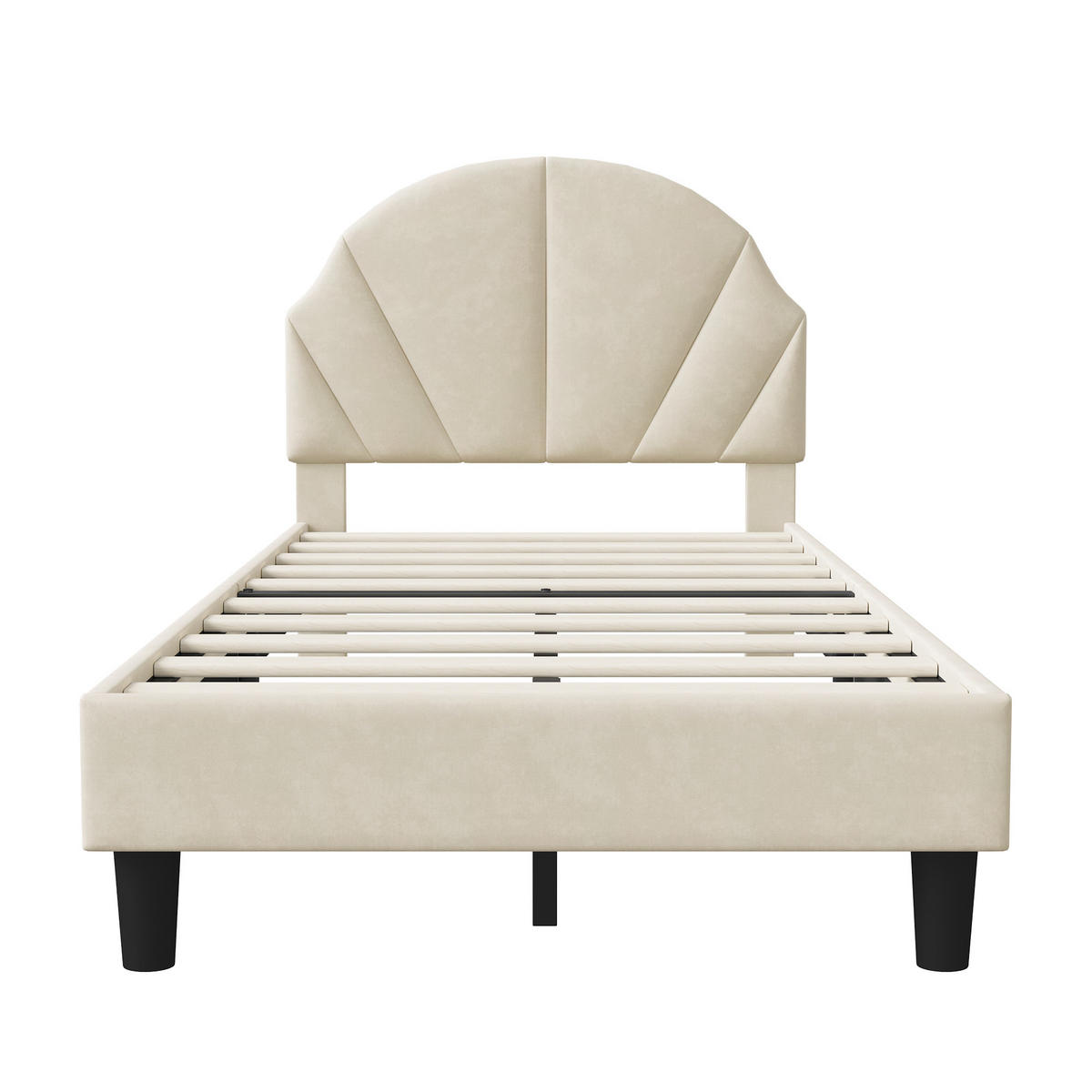 POLSTERBETT 90x200cm Beige Mit Verstellbarem Kopfteil, Jugendbett - Beige, Holz (90/200cm)