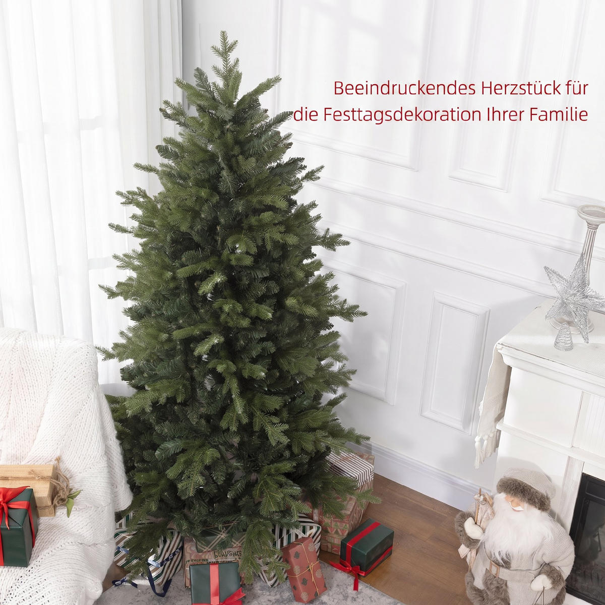 WEIHNACHTSBAUM DE-41593 1821 Spitzen, faltbarer Metallständer, 180 cm - Grün, Kunststoff (180cm) - ComfortXL